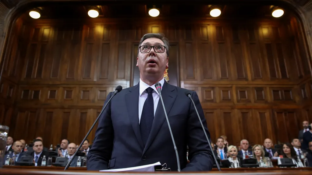 Srbský prezident Aleksandar Vučić promluvil v parlamentu
