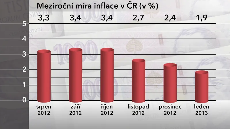 Meziroční míra inflace v ČR v lednu 2013
