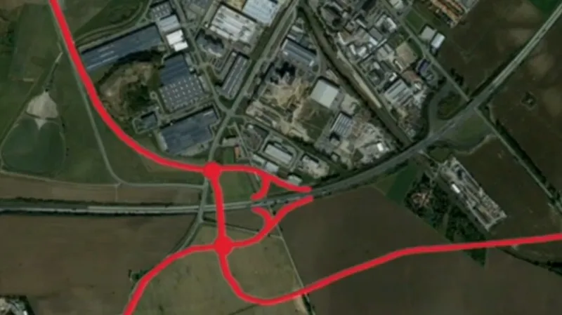 Plánovaný exit z D1 do průmyslové zóny