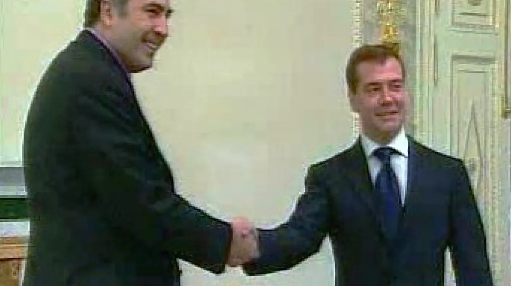Michail Saakašvili a Dmitrij Medveděv