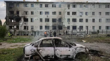 Následky ruského dronového útoku na Charkov, 18. 8. 2025