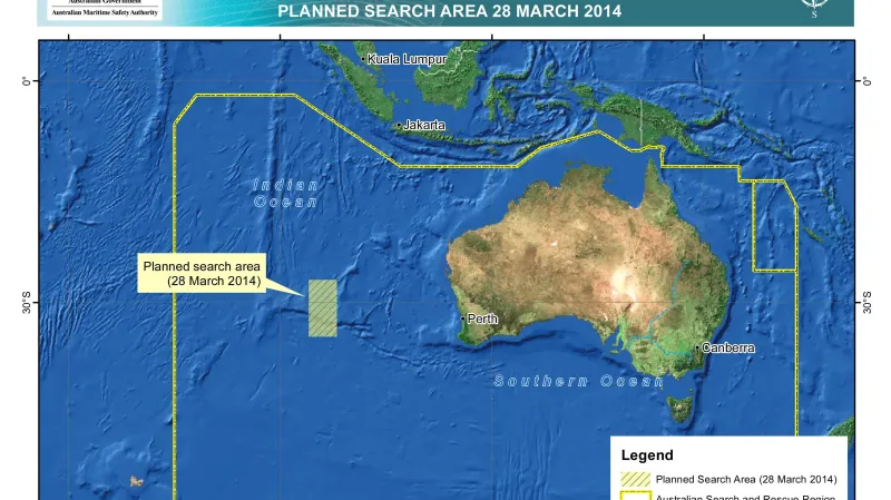 Nová oblast pátrání po ztraceném boeingu