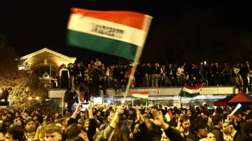 Shromáždění na podporu strany Tisza v Budapešti