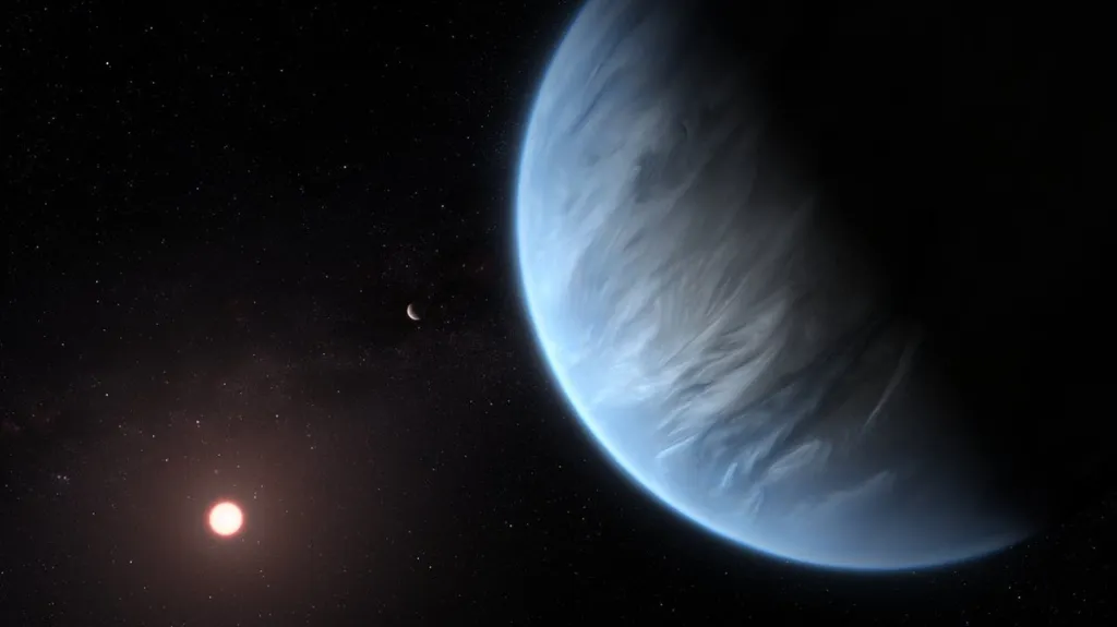 Umělecká představa planety K2-18b