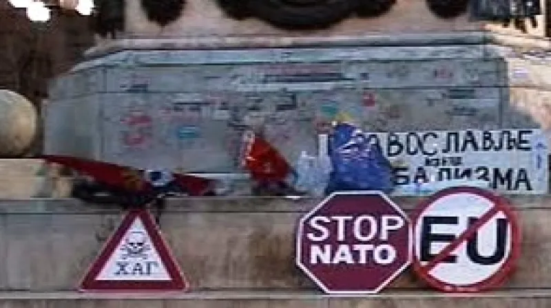 Protestní akce k výročí útoku na Jugoslávii