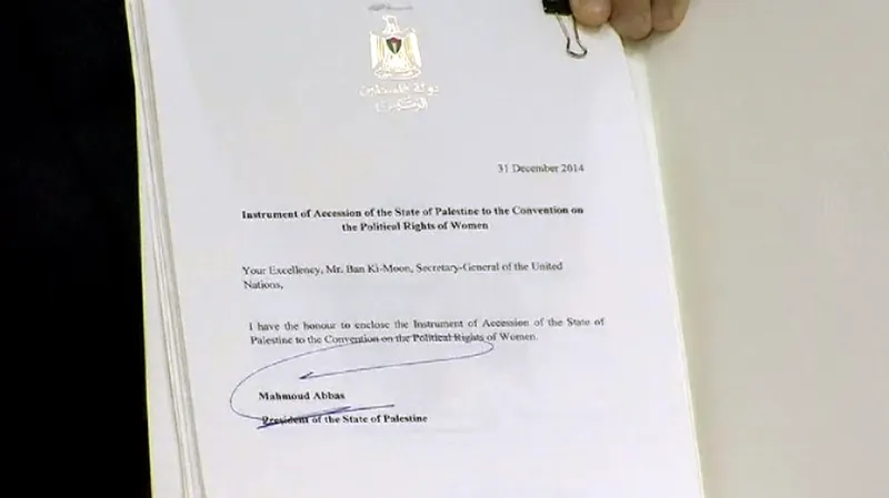 Jeden z dokumentů předaných Palestinou zpravodajcům OSN