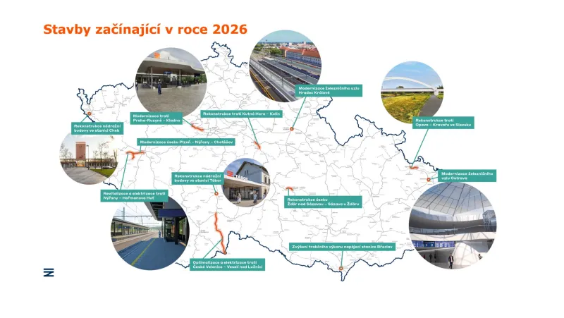 Stavby na železnici, které začínají v roce 2026