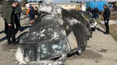 Trosky sestřeleného ukrajinského letadla