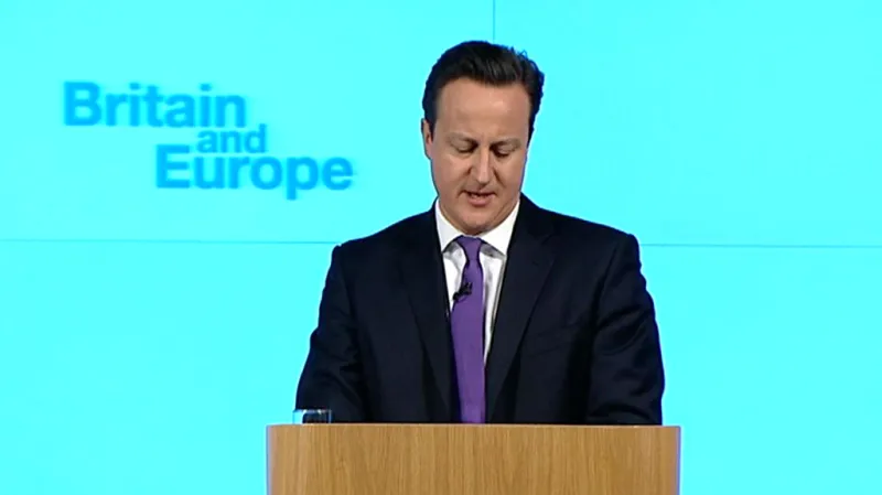 David Cameron při projevu o vztazích Británie k EU
