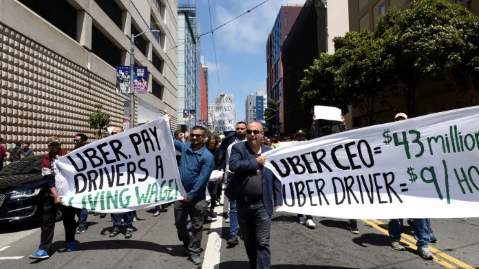 Protesty řidičů Uberu v San Franciscu