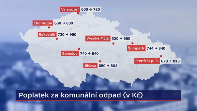 Poplatek za odpad v některých městech roste