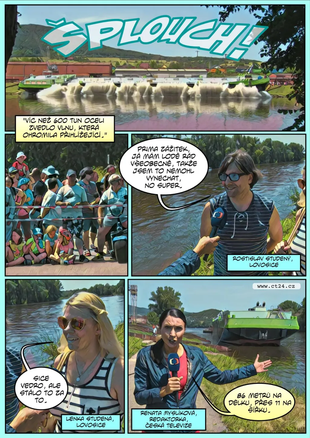 Komiks: U Lovosic spustili na vodu obří tanker