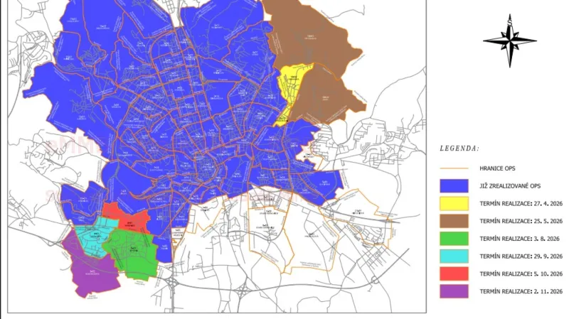 Harmonogram rozšíření modrých zón v Brně v roce 2026