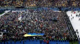 Olympijský stadion v Kyjevě během debaty prezidentských kandidátů