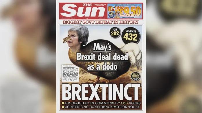 The Sun: Brexitová dohoda Mayové je mrtvá jako dodo