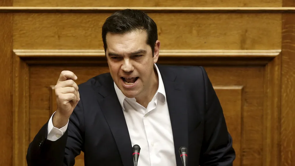Premiér Alexis Tsipras v řeckém parlamentu