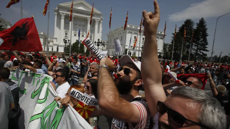 Demonstrace v makedonské metropoli Skopji