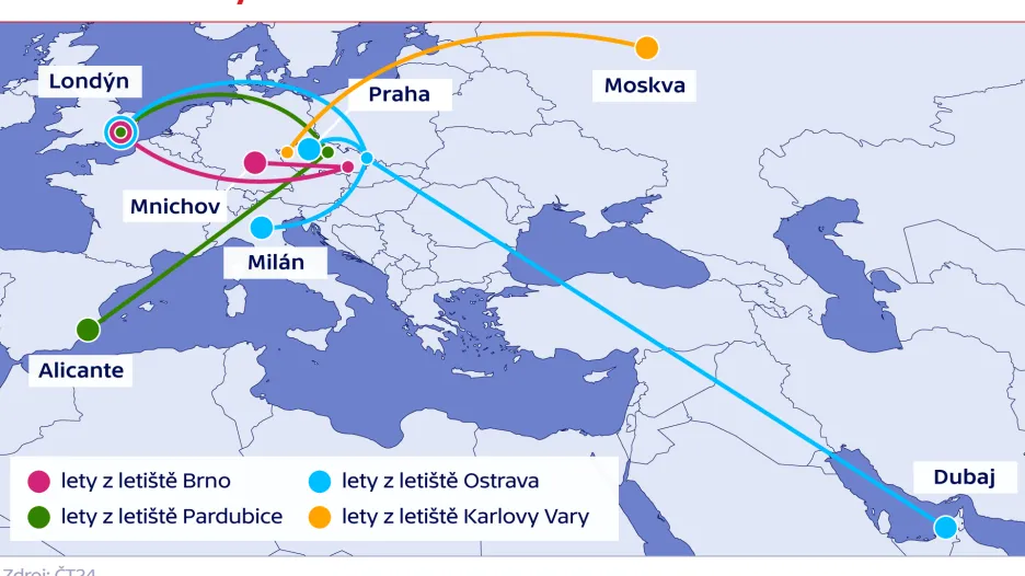 Pravidelné linky letišť v ČR