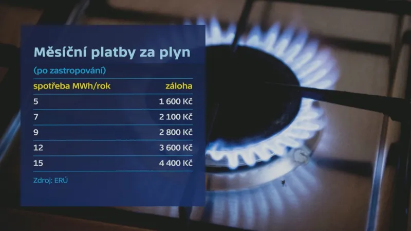 Měsíční platby za plyn