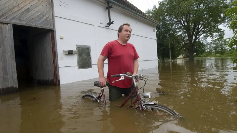 Zaplavená Putim při povodních v roce 2009