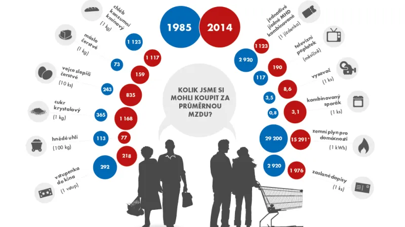 Kolik jsme si mohli koupit za průměrnou mzdu?