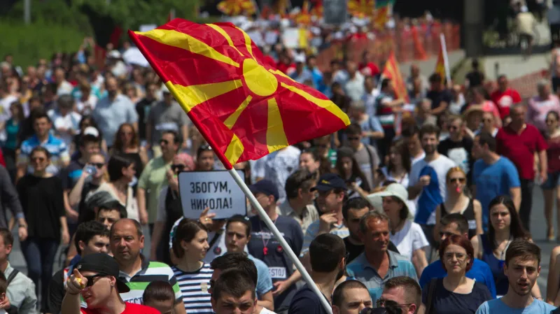 Demonstrace v makedonské metropoli Skopji