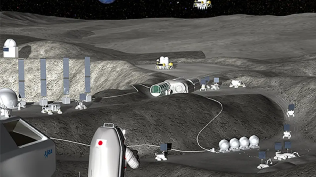 Vizualizace japonské základny na Měsíci