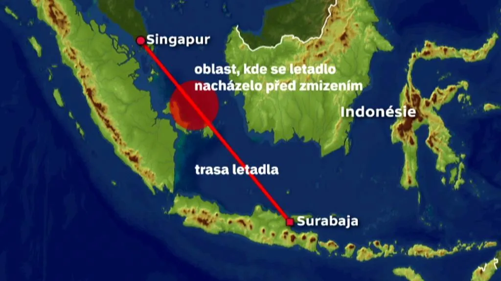 Trasa zmizelého letounu