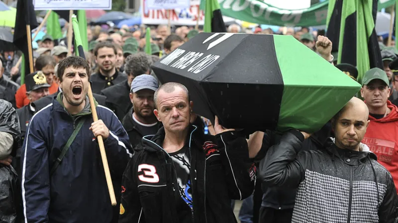 Protest horníků v Ostravě
