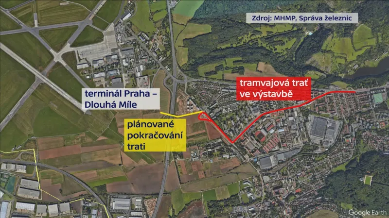 Plánovaná trasa tramvaje