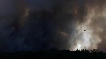 Rozsáhlý požár lesa Fontainebleau nedaleko Paříže
