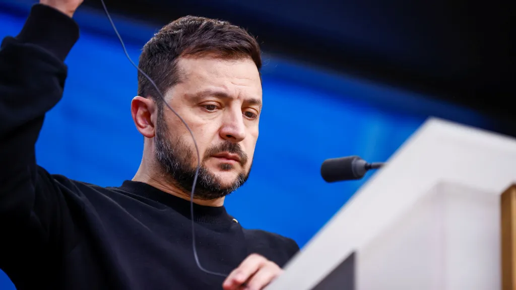 Volodymyr Zelenskyj na summitu vedoucích představitelů Evropské unie v Bruselu (prosinec 2024)