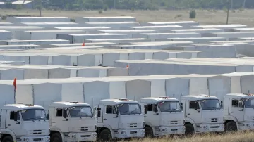 Kamiony s ruskou humanitární pomocí