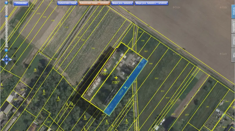 Pozemek vyznačený na katastrální mapě