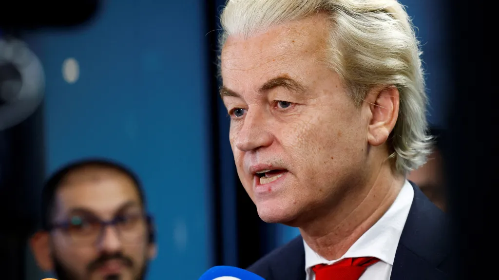 Geert Wilders na tiskové konferenci