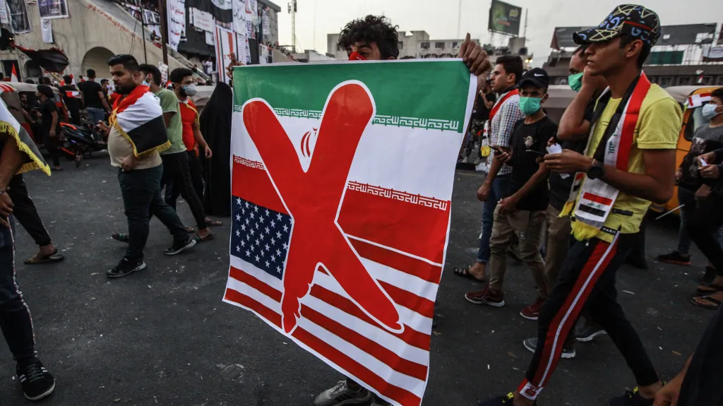 Protest proti vlivu USA a Íránu v Iráku