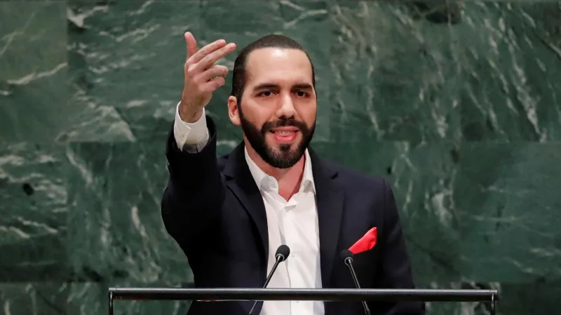 Salvadorský prezident Nayib Bukele na zasedání Valného shromáždění OSN, 26. září 2019