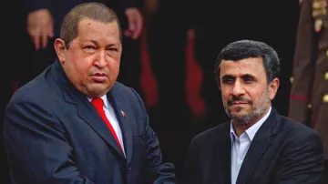 Mahmúd Ahmadínežád a Hugo Chávez