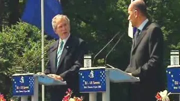 Bush a Janša na summitu v Brdu