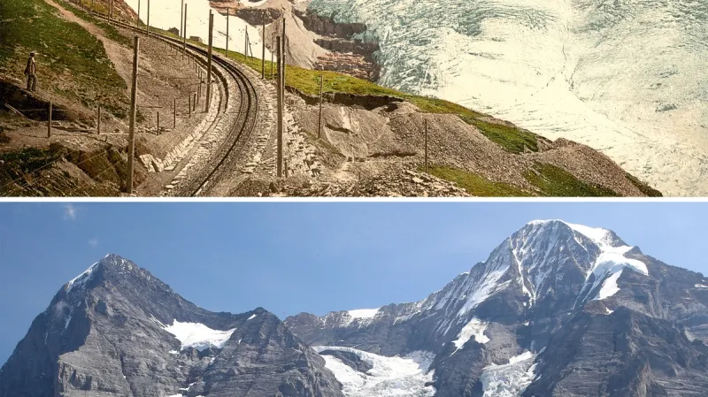 Změna švýcarských ledovců za sto let