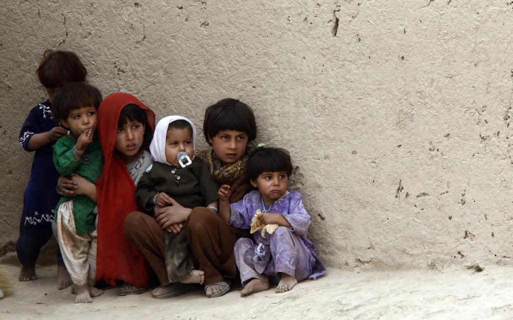Afghánské děti v pevnosti Talibanu v provincii Kandahár, 19. března 2009