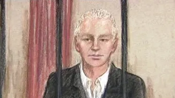 Julian Assange na soudní kresbě