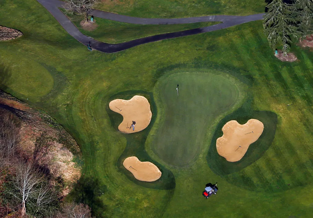 Letecký snímek golfového areálu Glendale Country Club ve Washingtonu