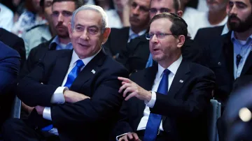 Izraelský premiér Benjamin Netanjahu s izraelským prezidentem Jicchakem Herzogem