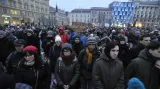Pietní shromáždění na náměstí Svobody v Brně