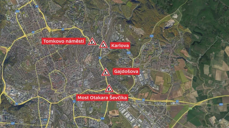 Dopravní komplikace v Brně