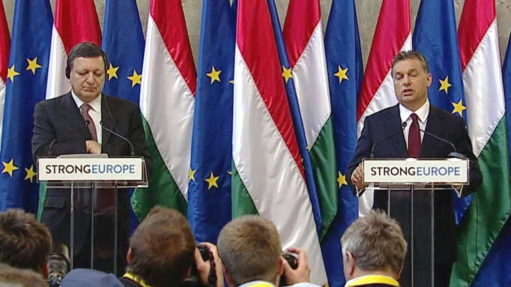 Brífink Josého Manuela Barrosa a Viktora Orbána