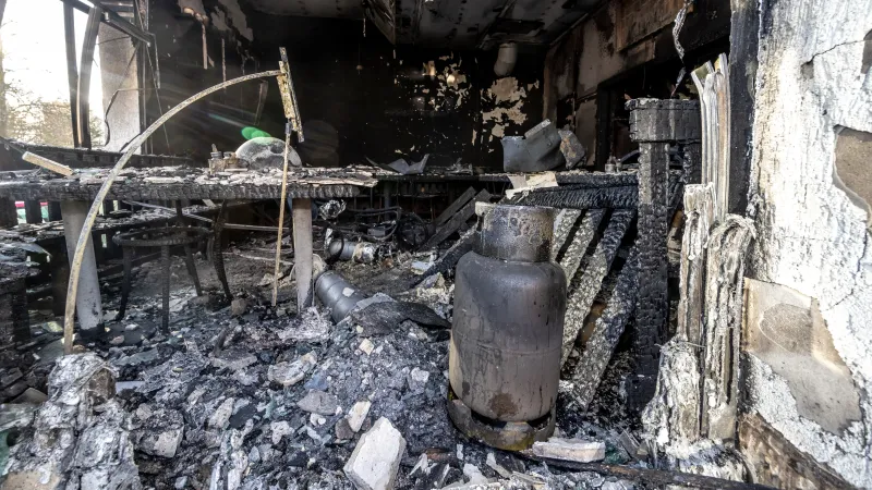 Následky požáru restaurace U Kojota