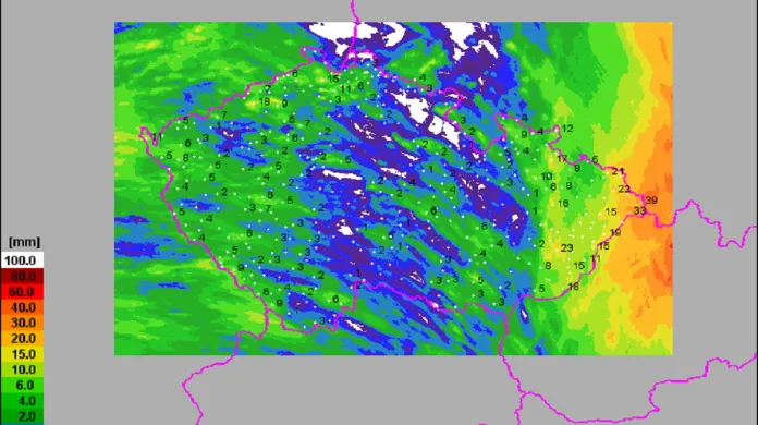 Na východě Moravy napršelo až 50 milimetrů srážek