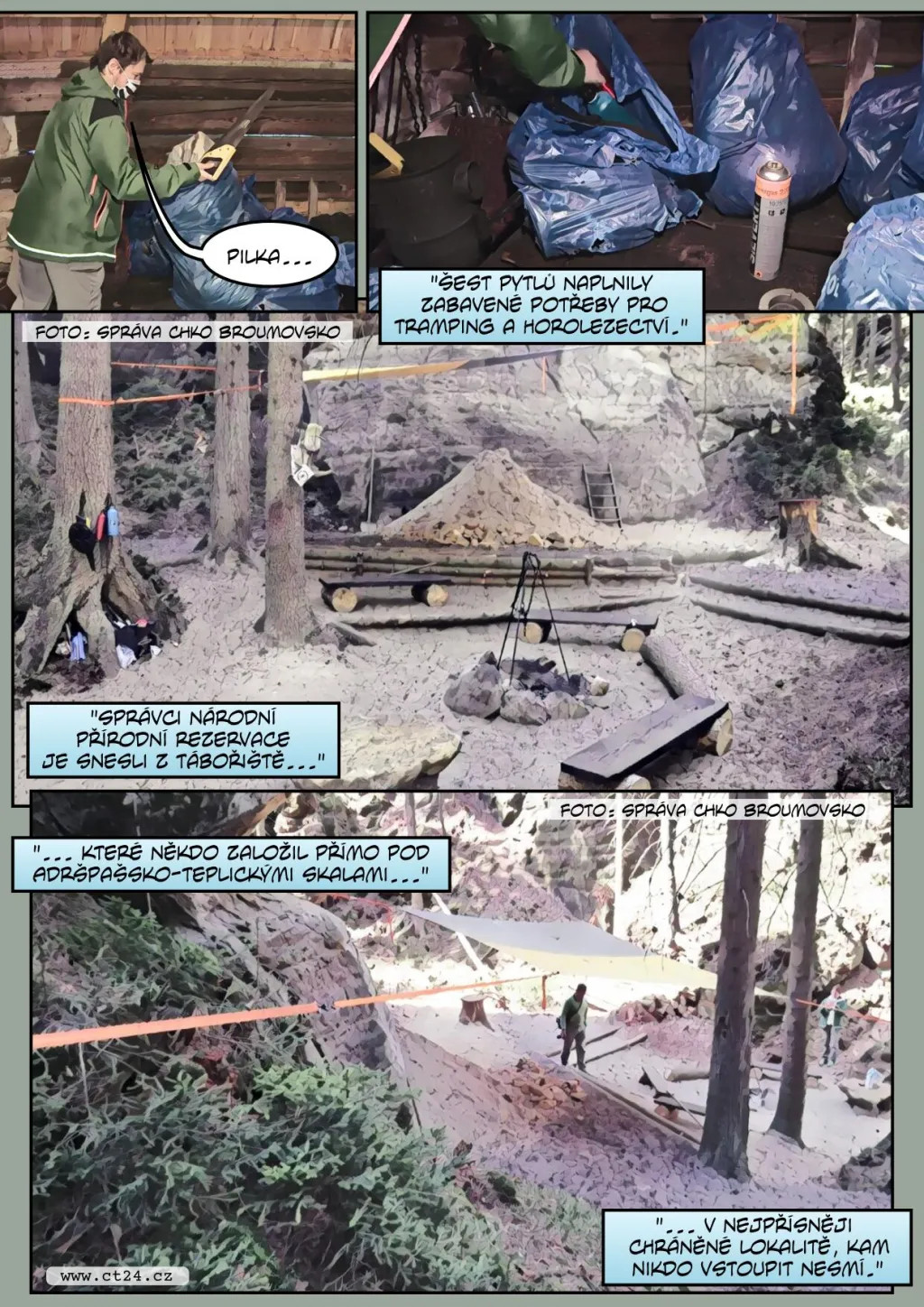 Nelegální tábořiště v Adršpašsko-teplických skalách. Pachateli hrozí vysoká pokuta